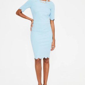 Light blue scalloped pencil dress